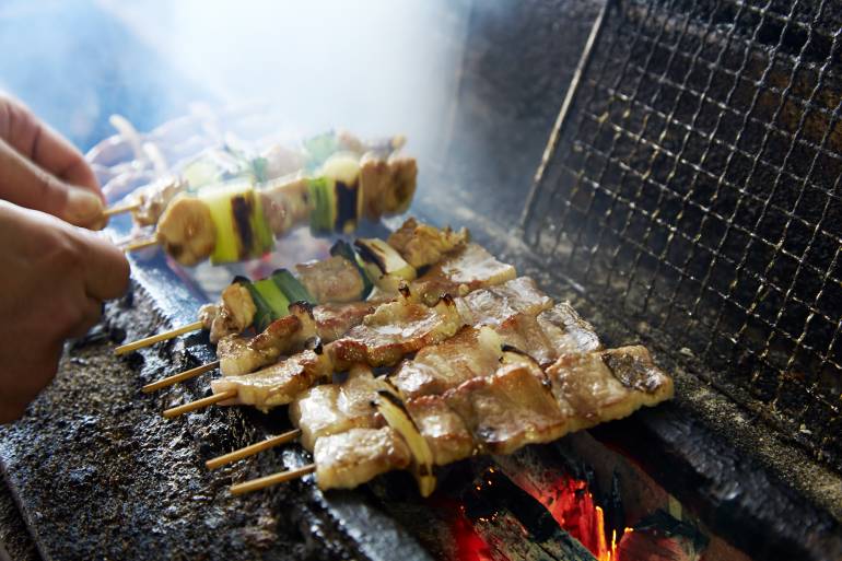 Yakitori grilling