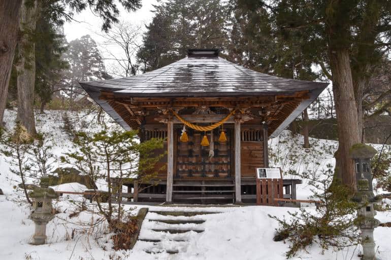 shrine in zao onsen, japan